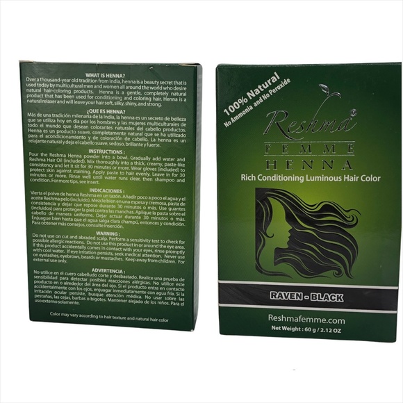 2 Packs of 100% Natural Reshma Femma Henna Rich Conditioning RAVEN-BLACK  2.12. - Picture 4 of 14